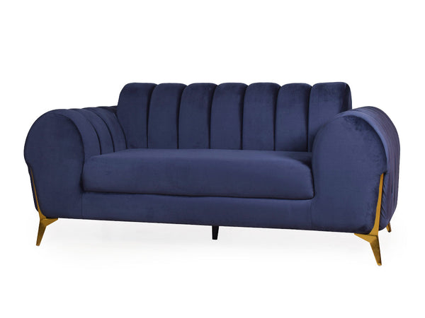 Parker Two Seater Sofa in Blue Velvet Fabric