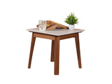 Galatea Marble Side Table In Teak Finish