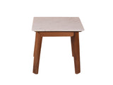 Galatea Marble Side Table In Teak Finish