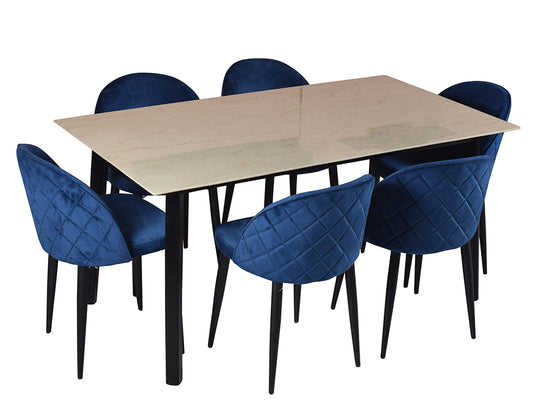 Advik marble dining table 6 seater Set With Noel Chairs