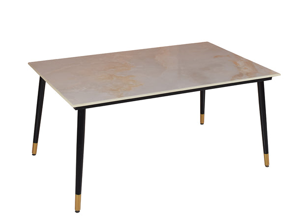 Zahra Marble Dining Table With Powder Coated Metal Frame