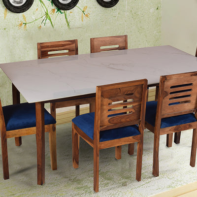 Ryan marble dining table 6 seater Set In Capra Chairs