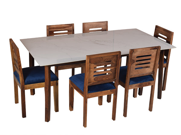 Ryan marble dining table 6 seater Set In Capra Chairs