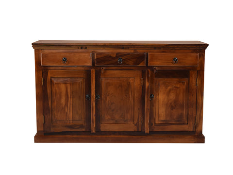 Cleone Rustic Solid Wood Sideboard In Teak Finish