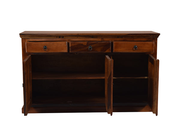 Cleone Rustic Solid Wood Sideboard In Teak Finish