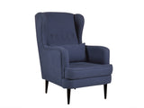 Riley Wing Chair in Blue Cotton Fabric