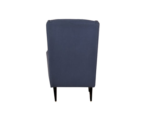 Riley Wing Chair in Blue Cotton Fabric