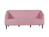 Nelio Three Seater Sofa in Baby Pink Velvet Fabric