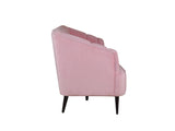 Nelio Three Seater Sofa in Baby Pink Velvet Fabric