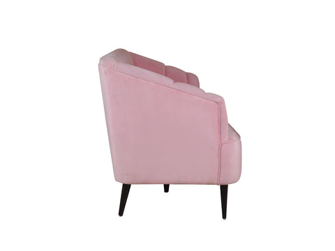 Nelio Three Seater Sofa in Baby Pink Velvet Fabric