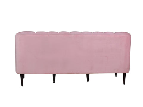 Nelio Three Seater Sofa in Baby Pink Velvet Fabric