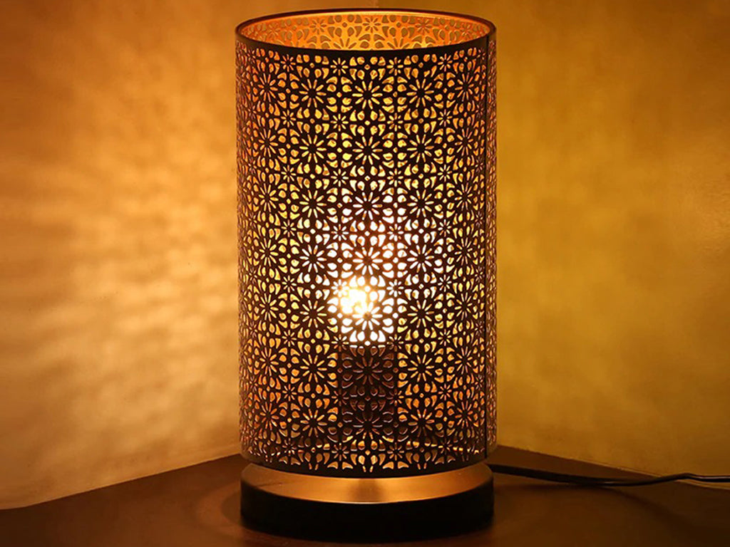 Moroccan Shimmer Hand Etched Iron Table Lamp