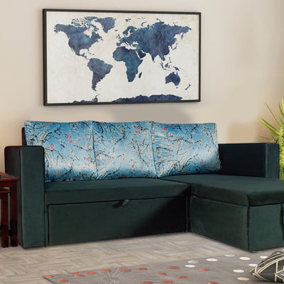 Feltro Sofa Cum Bed In Dark Green