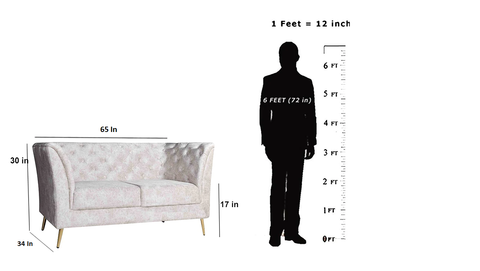 Watson 2 Seater Sofa In Beige Premium Velvet Fabric
