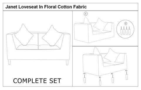Liana Loveseat In Floral Cotton Fabric