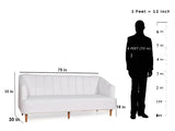 Nelio Three Seater Sofa in Cream Color Leatherette