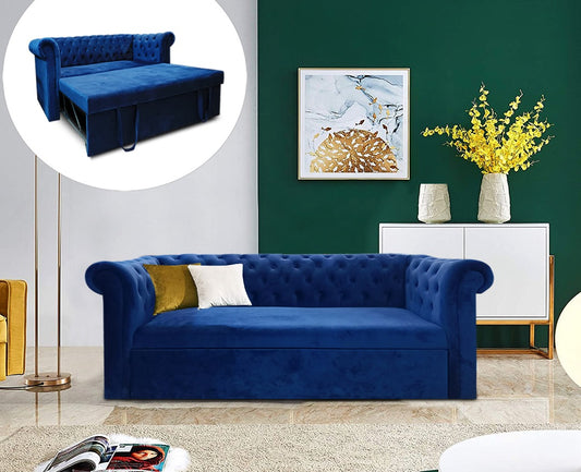 Berlin Sofa cum Bed In Blue Color