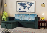 Feltro LHS Sofa Cum Bed In Dark Green