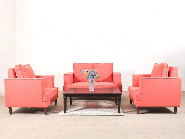 Anabel Four Seater Sofa In Premium KC Fabric (Vermilion Orange) GMC Standard Sofa FN-GMC-004733