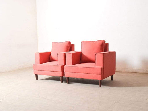 Anabel Four Seater Sofa In Premium KC Fabric (Vermilion Orange) GMC Standard Sofa FN-GMC-004733