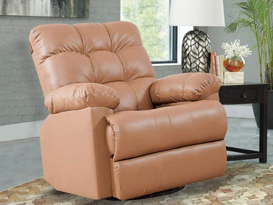 Chandler Rocker Recliner In Sand Brown Leatherette GMC Standard Sofa FN-GMC-003335