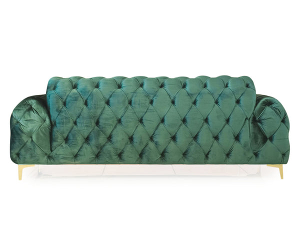 Karter Chesterfield 2 Seater Sofa In Green Velvet Fabric