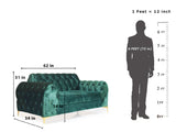 Karter Chesterfield 2 Seater Sofa In Green Velvet Fabric