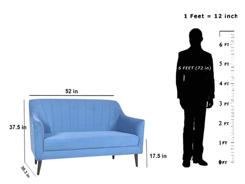 Lucas 2 Seater Sofa in Premium Blue Velvet Fabric