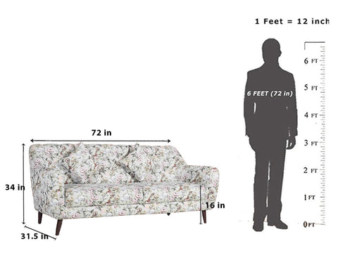 Lorenzo 3 Seater Sofa In Printed Suede Fabric