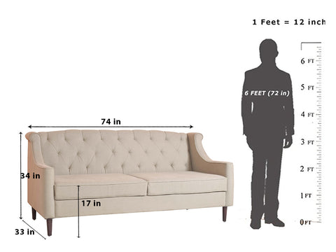 Marjorie Three Seater Sofa In Beige Cotton Fabric