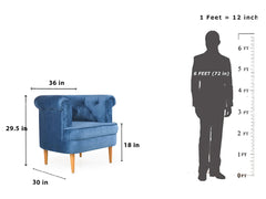 Bardot Lounge Chair In Premium Blue Velvet Fabric