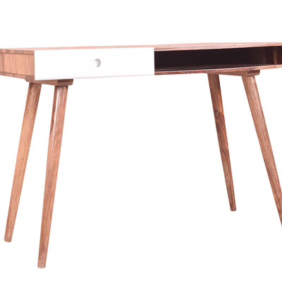 Roswell Study Desk In Teak Finish & White Drawer
