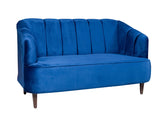 Nelio Two Seater Sofa in Blue Velvet Fabric