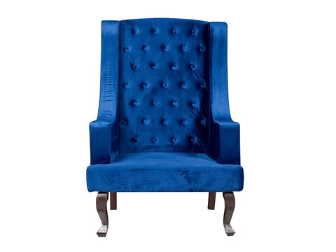 Janet Chesterfield High Back Wing Chair In Velvet Fabric