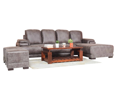 Rosario L Shape Sectional Sofa With Pouffe