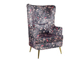 Titus Beauty High Back Wing Chair Premium Suede Floral Fabric