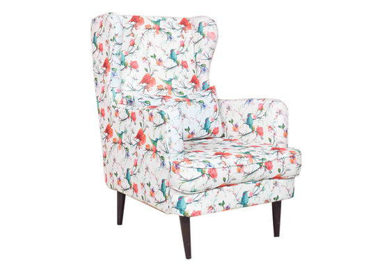 Genoa Wing Chair in Floral Cotton Fabric