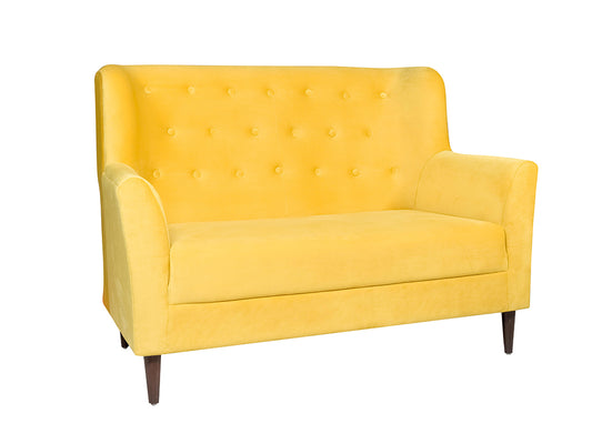 Frida Loveseat 2 Seater Sofa In Yellow Velvet Fabric