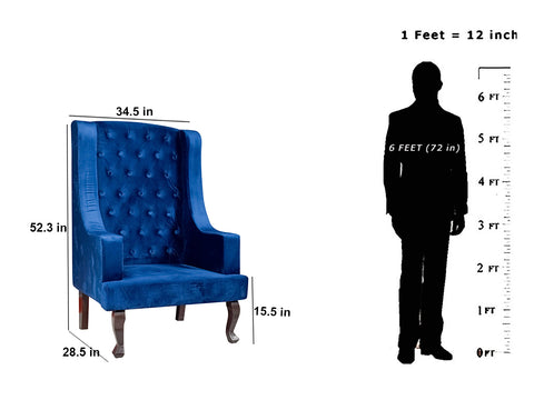 Janet Chesterfield High Back Wing Chair In Velvet Fabric
