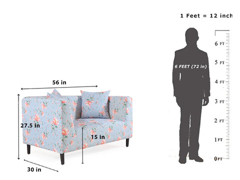 Liana Loveseat In Floral Cotton Fabric