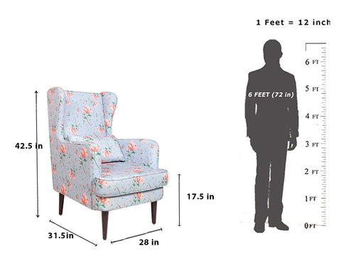 Genoa Wing Chair in Floral Cotton fabric
