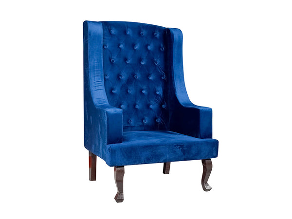 Janet Chesterfield High Back Wing Chair In Velvet Fabric