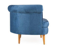 Bardot Lounge Chair In Premium Blue Velvet Fabric