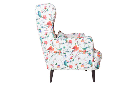 Genoa Wing Chair in Floral Cotton Fabric