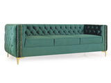 Noah Three Seater Sofa In Green Premium Velvet Fabric