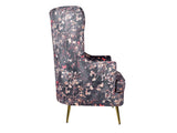 Titus Beauty High Back Wing Chair Premium Suede Floral Fabric