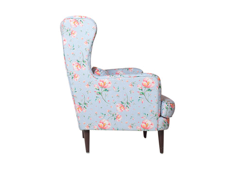 Genoa Wing Chair in Floral Cotton fabric