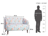 Nelio Two Seater Sofa In Floral Cotton Fabric