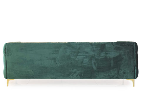 Noah Three Seater Sofa In Green Premium Velvet Fabric