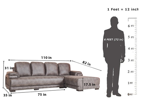 Rosario L Shape Sectional Sofa With Pouffe